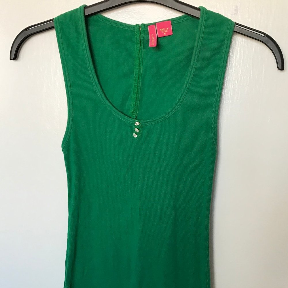 CHARLOTTE TARANTOLA Green Tank top with Crystal buttons sz M